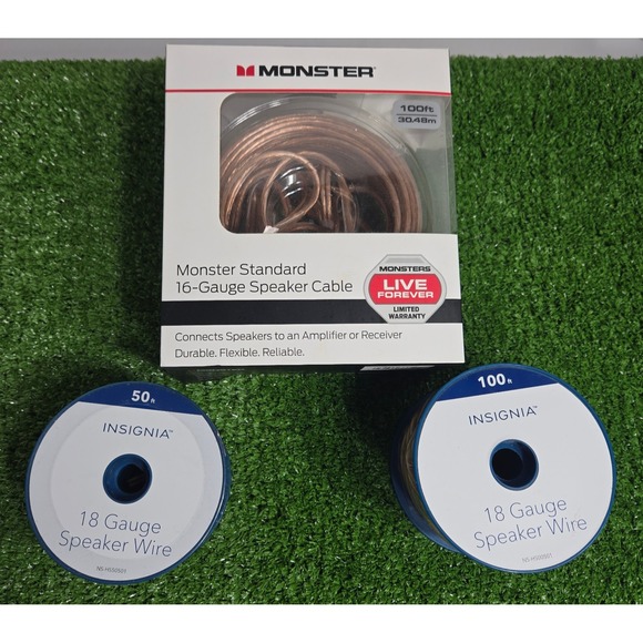 Monster & Insignia Speaker Wire 16 Gauge & 18 Gauge Lot of 3 - Picture 1 of 10